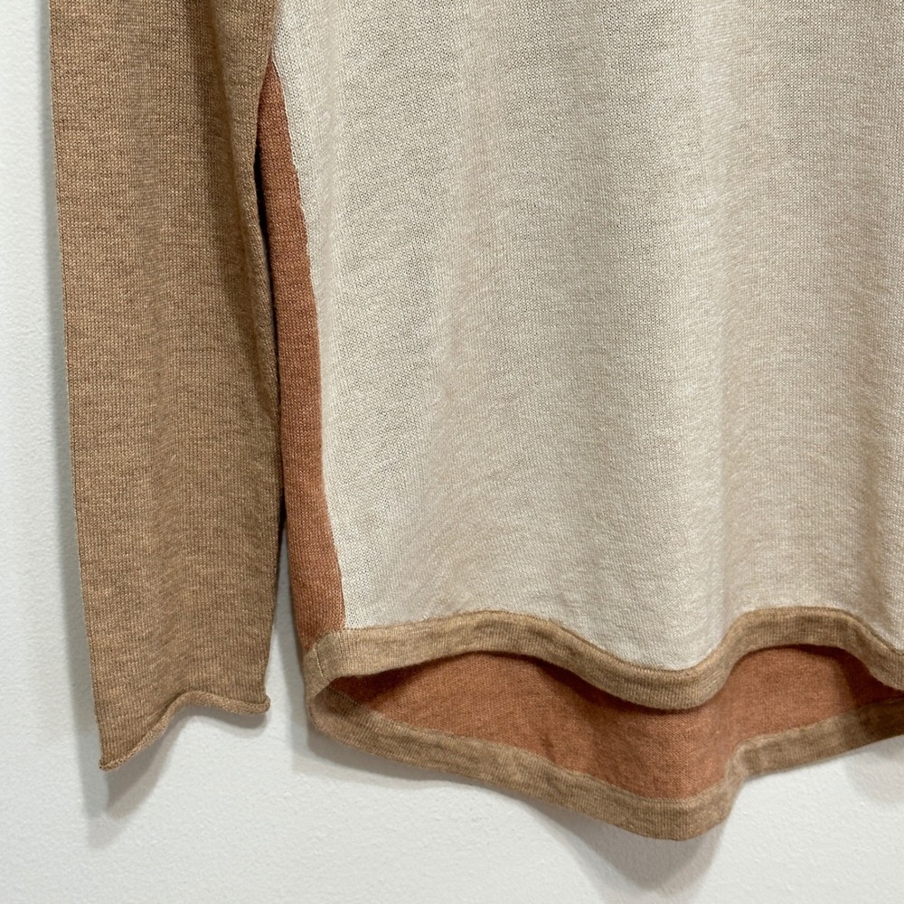 NEW Smartwool Shadow Pine Sweater Medium Almond Heather Colorblock Merino Wool - Picture 3 of 11